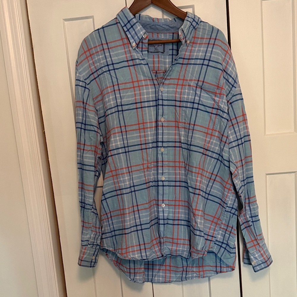 Saddlebred Plaid Button-Down Shirt - Blue and Orange  XL
